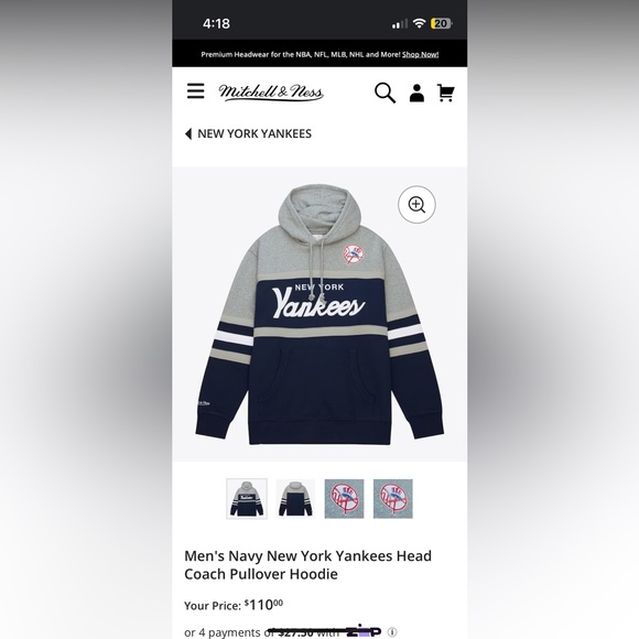 NWT Mitchell & Ness | New York Yankees Head Coach Pullover Hoodie Large - Picture 10 of 10